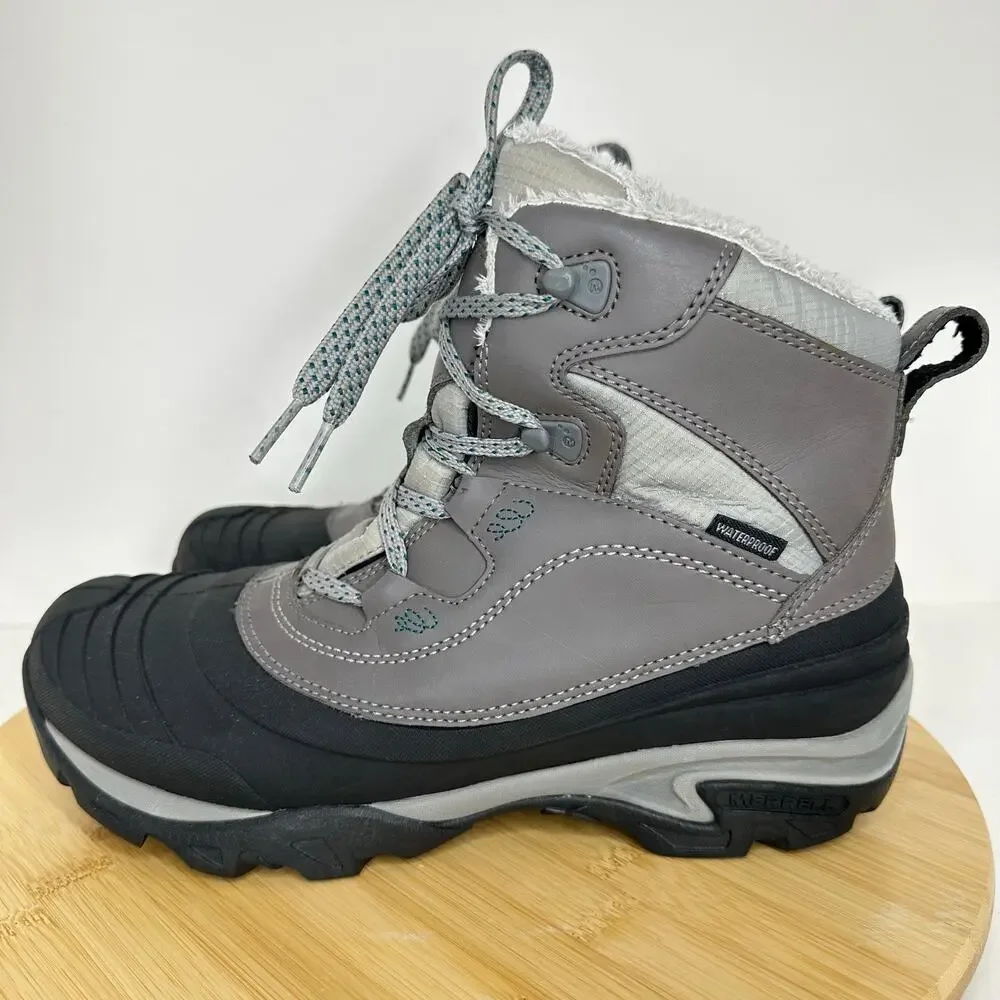 Merrell Snowbound Mid Waterproof Insulated Snow Boots Gray Womens Size 8